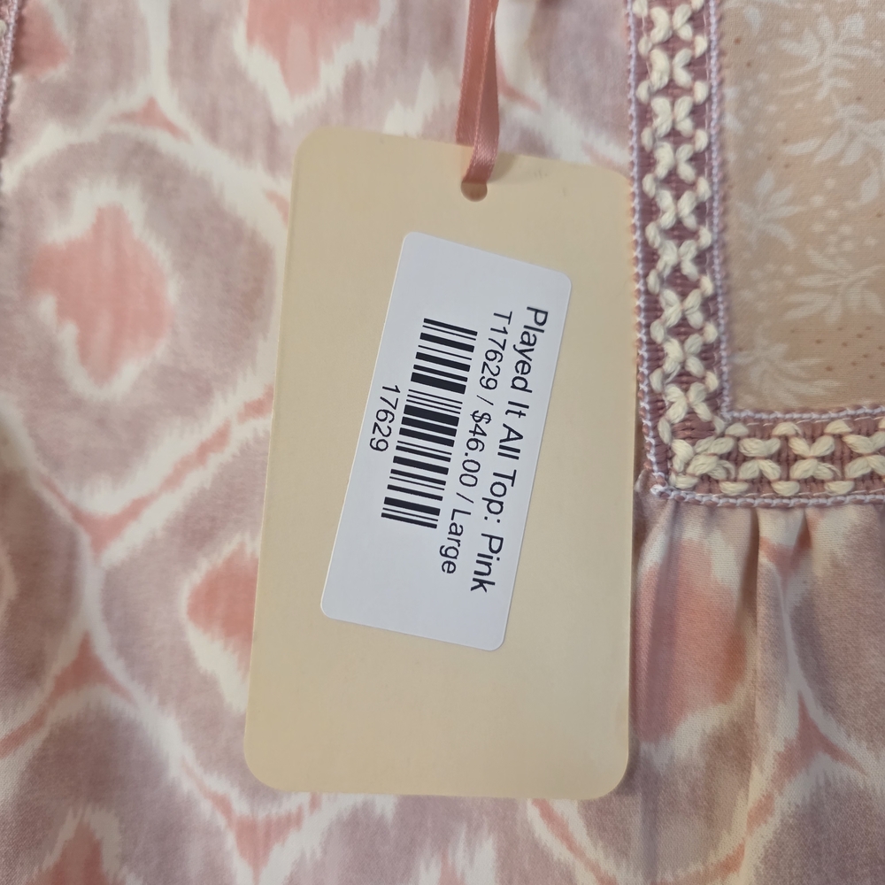 Entro Pink and Cream Patterned Blouse - Picture 2 of 3